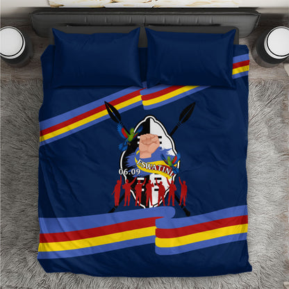 Eswatini Somhlolo Day Bedding Set Swazi Flag Tribal Shield Heritage Graphic
