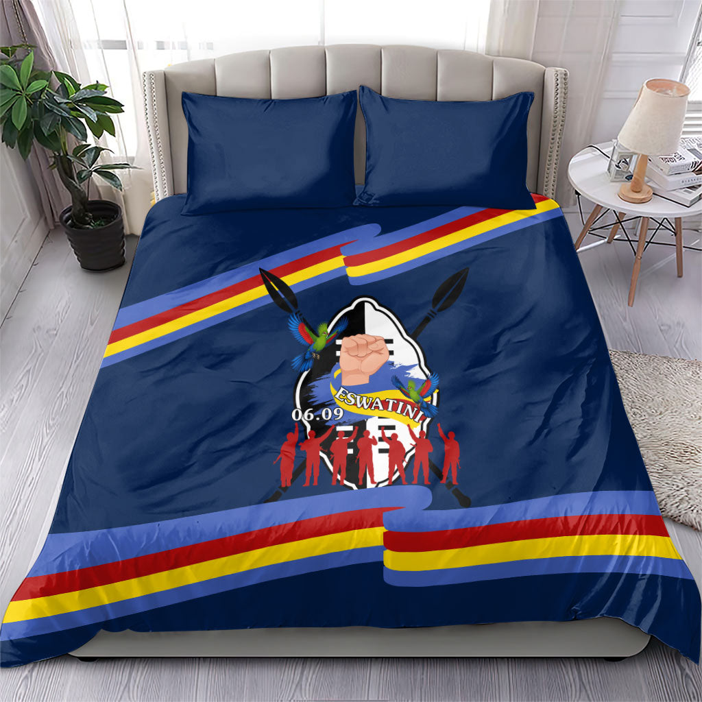 Eswatini Somhlolo Day Bedding Set Swazi Flag Tribal Shield Heritage Graphic