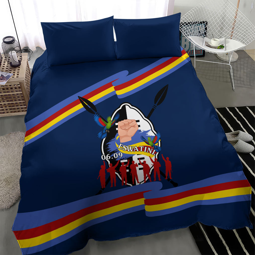 Eswatini Somhlolo Day Bedding Set Swazi Flag Tribal Shield Heritage Graphic