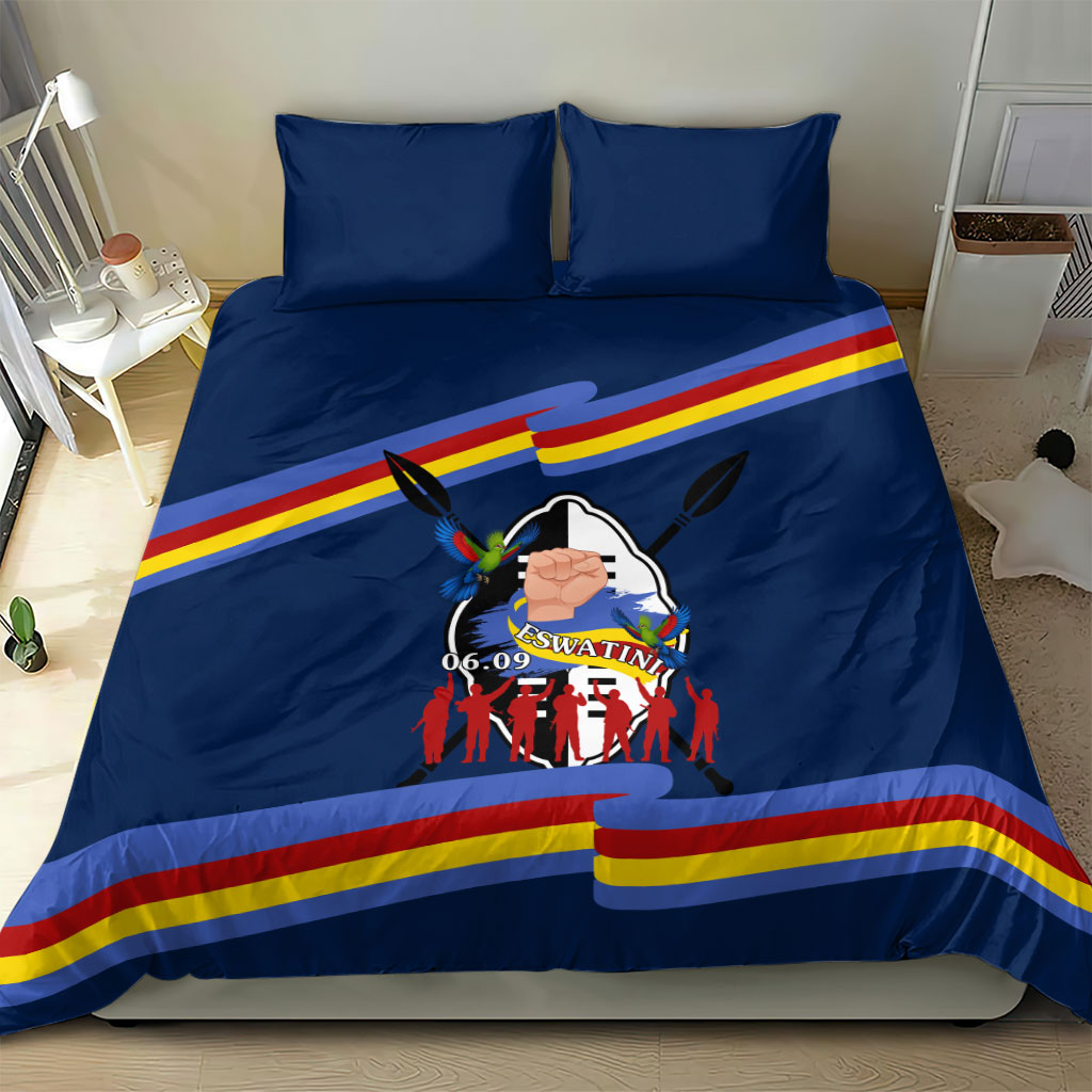 Eswatini Somhlolo Day Bedding Set Swazi Flag Tribal Shield Heritage Graphic