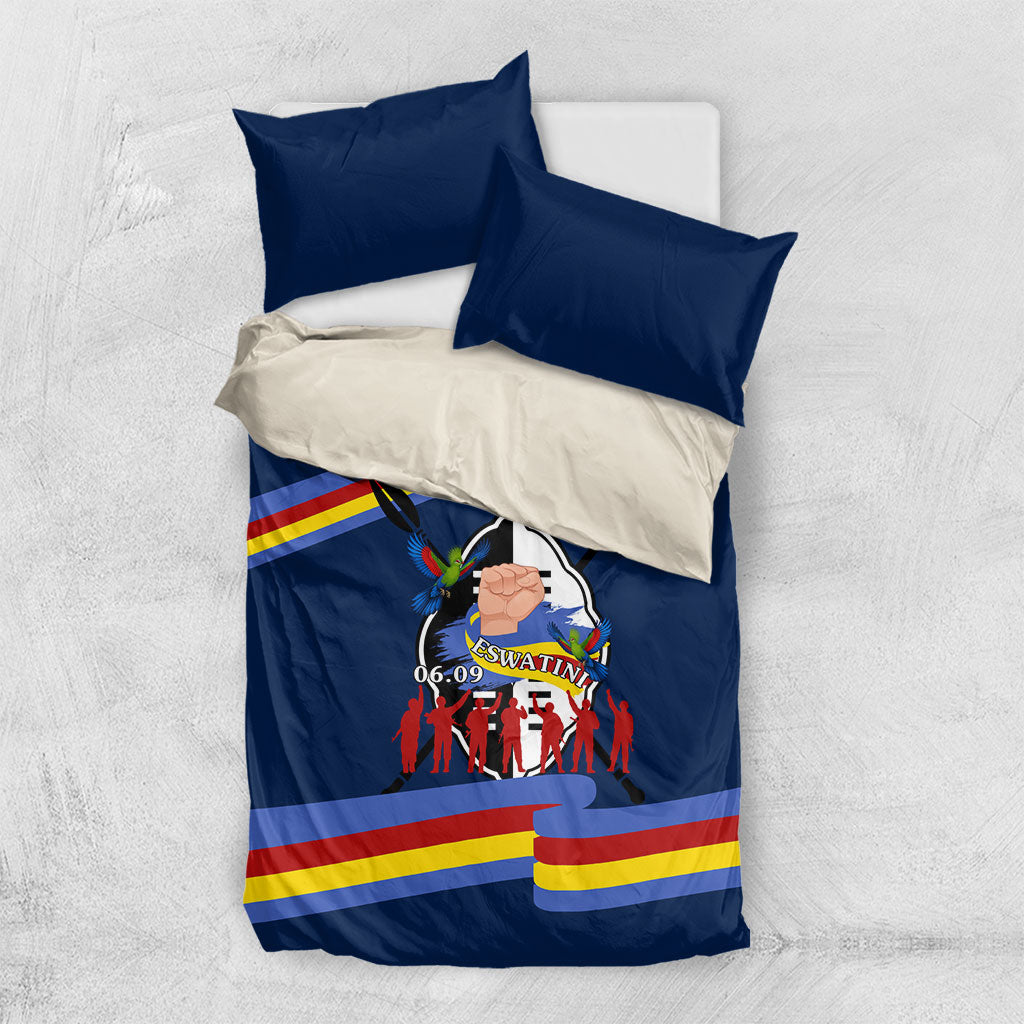 Eswatini Somhlolo Day Bedding Set Swazi Flag Tribal Shield Heritage Graphic