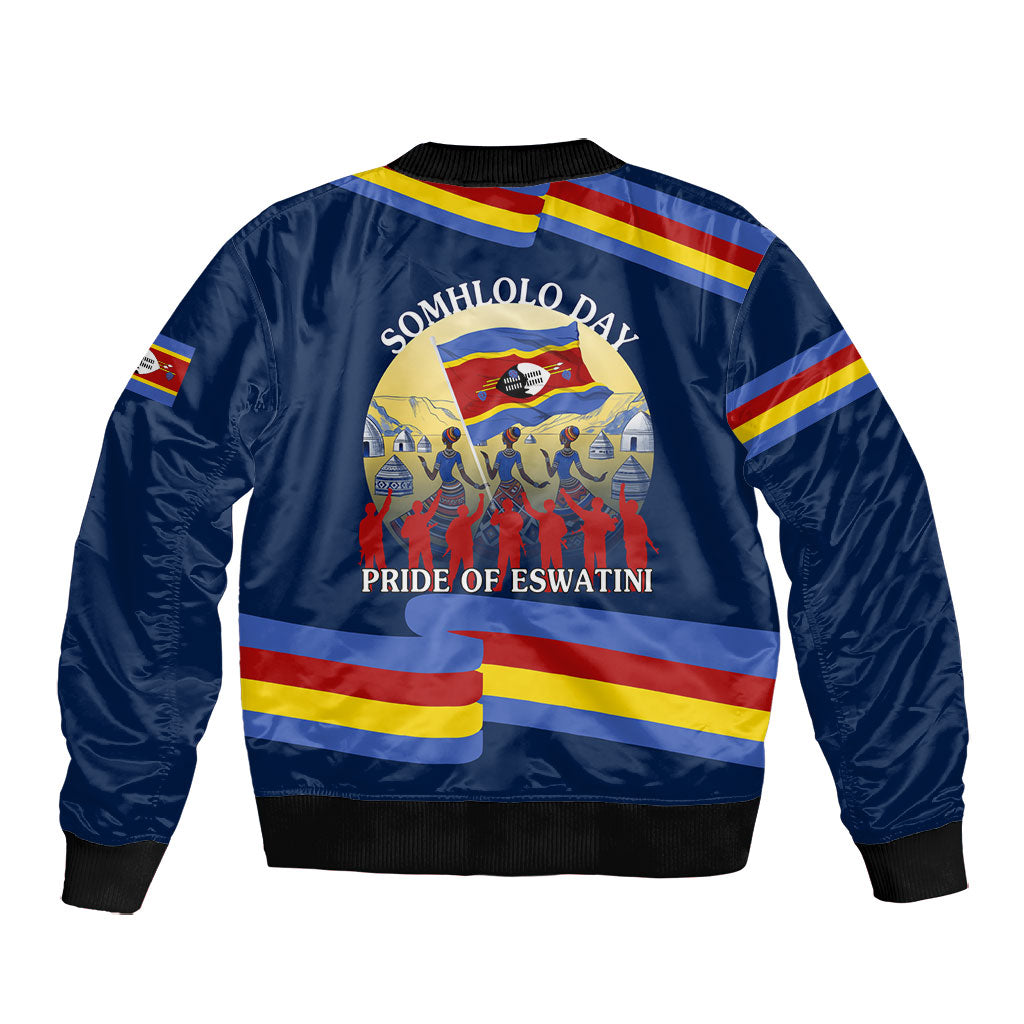 Eswatini Somhlolo Day Bomber Jacket Swazi Flag Tribal Shield Heritage Graphic