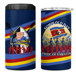Eswatini Somhlolo Day 4 in 1 Can Cooler Tumbler Swazi Flag Tribal Shield Heritage Graphic