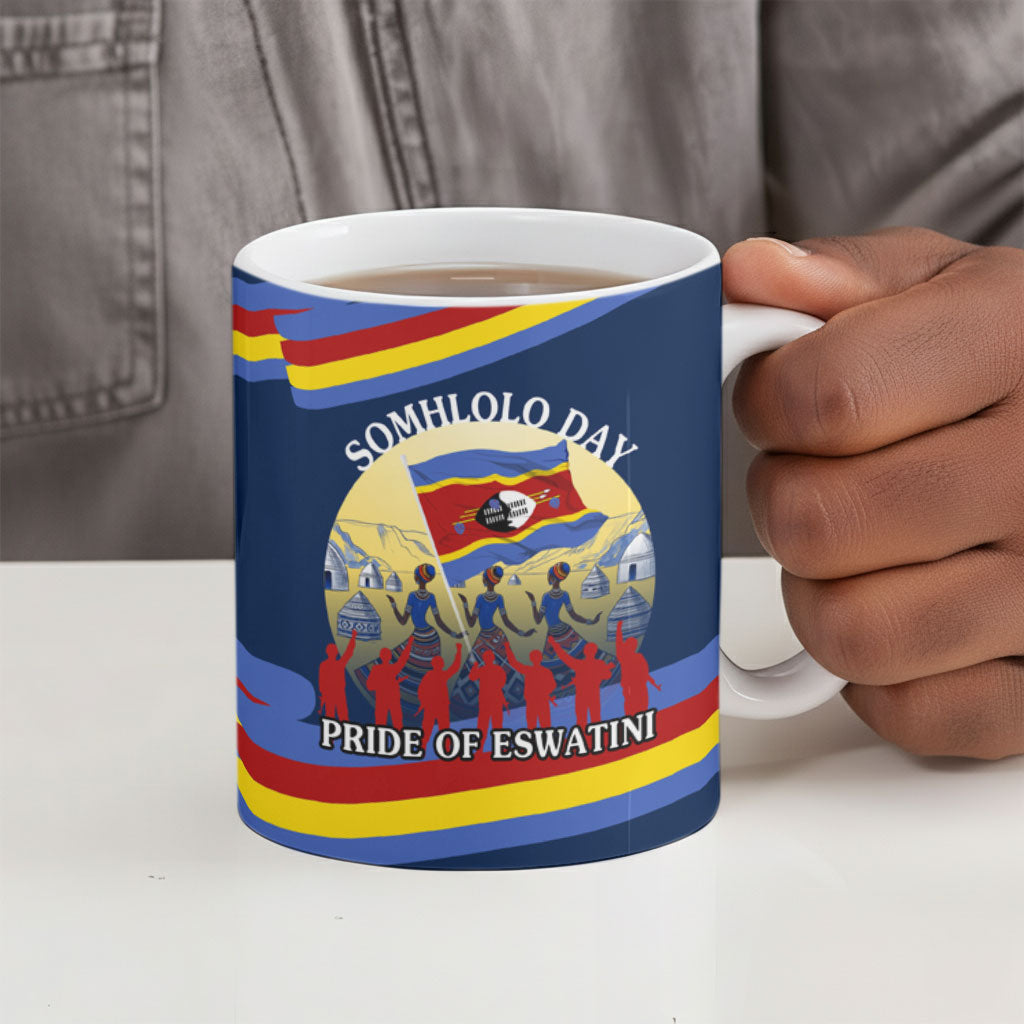 Eswatini Somhlolo Day Ceramic Mug Swazi Flag Tribal Shield Heritage Graphic