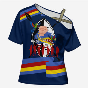 Eswatini Somhlolo Day Cross Shoulder Shirt Swazi Flag Tribal Shield Heritage Graphic