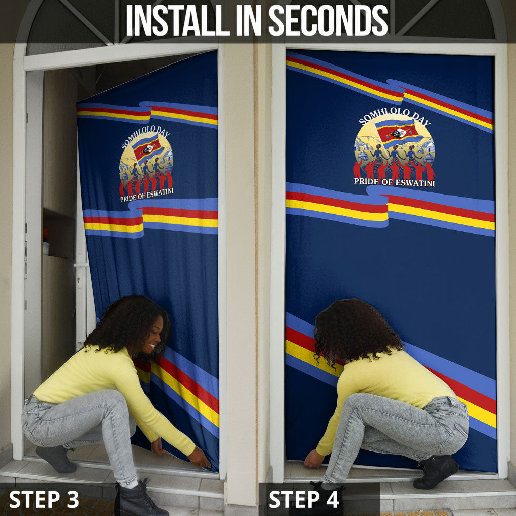 Eswatini Somhlolo Day Door Cover Swazi Flag Tribal Shield Heritage Graphic