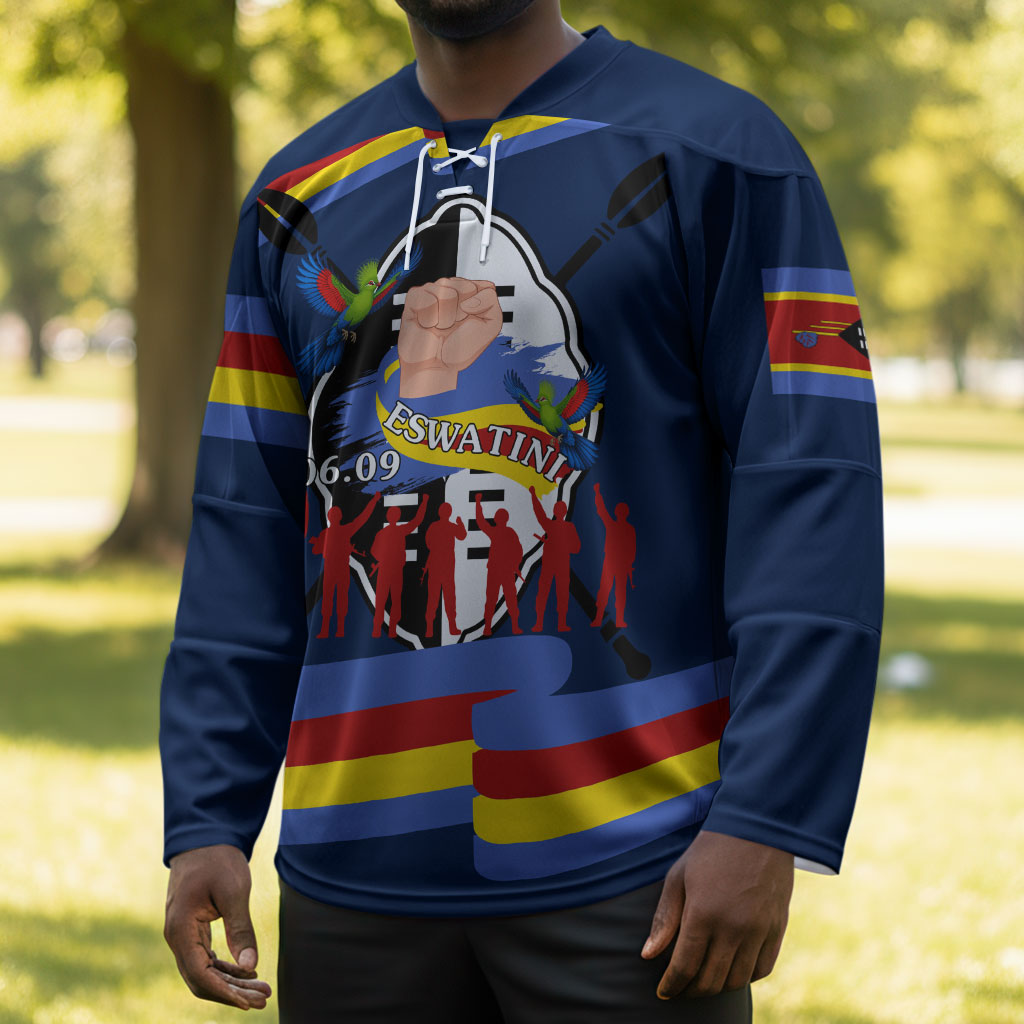 Eswatini Somhlolo Day Hockey Jersey Swazi Flag Tribal Shield Heritage Graphic