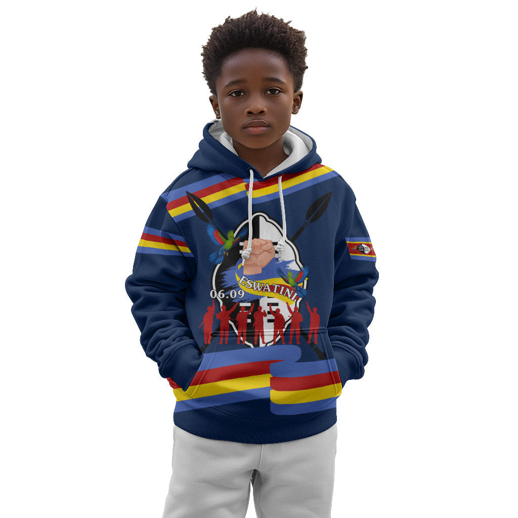 Eswatini Somhlolo Day Kid Hoodie Swazi Flag Tribal Shield Heritage Graphic