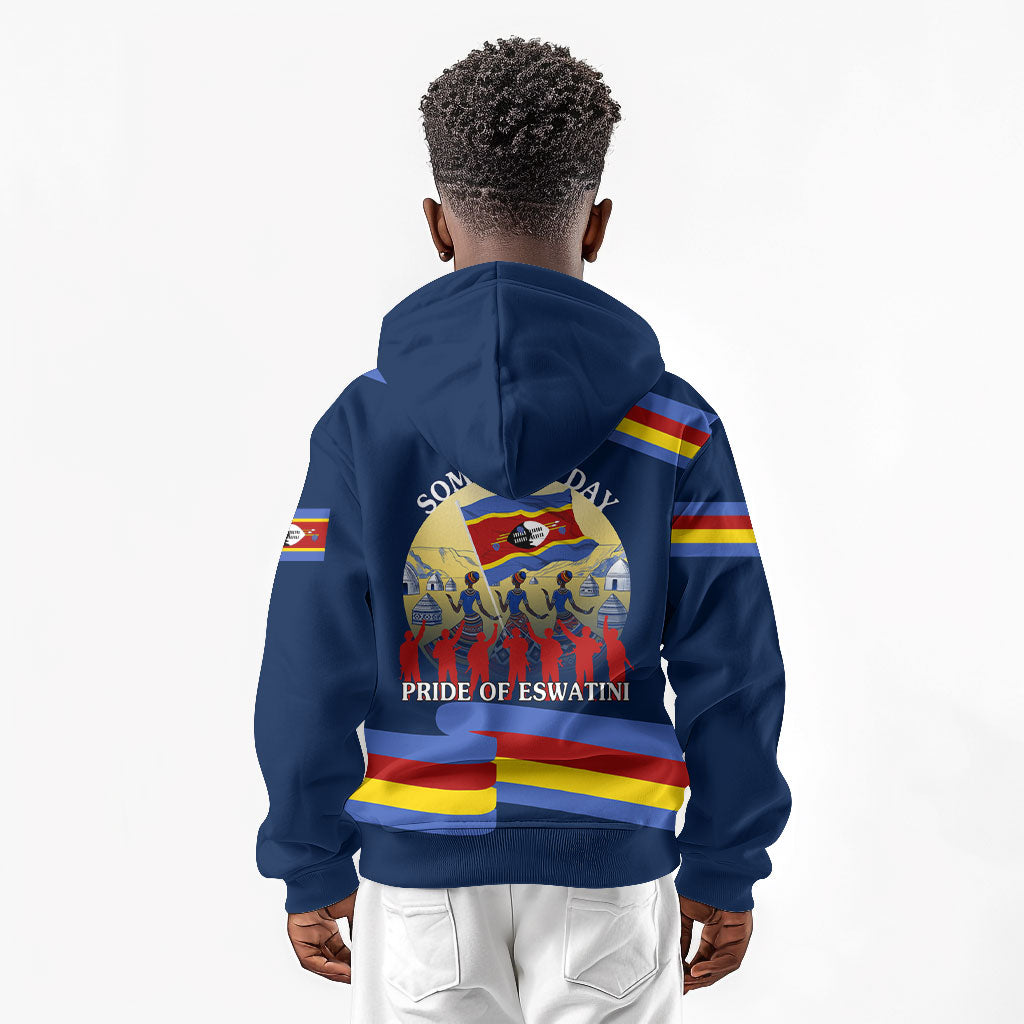 Eswatini Somhlolo Day Kid Hoodie Swazi Flag Tribal Shield Heritage Graphic