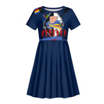 Eswatini Somhlolo Day Kid Short Sleeve Dress Swazi Flag Tribal Shield Heritage Graphic