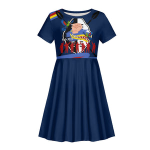 Eswatini Somhlolo Day Kid Short Sleeve Dress Swazi Flag Tribal Shield Heritage Graphic