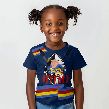 Eswatini Somhlolo Day Kid T shirt Swazi Flag Tribal Shield Heritage Graphic