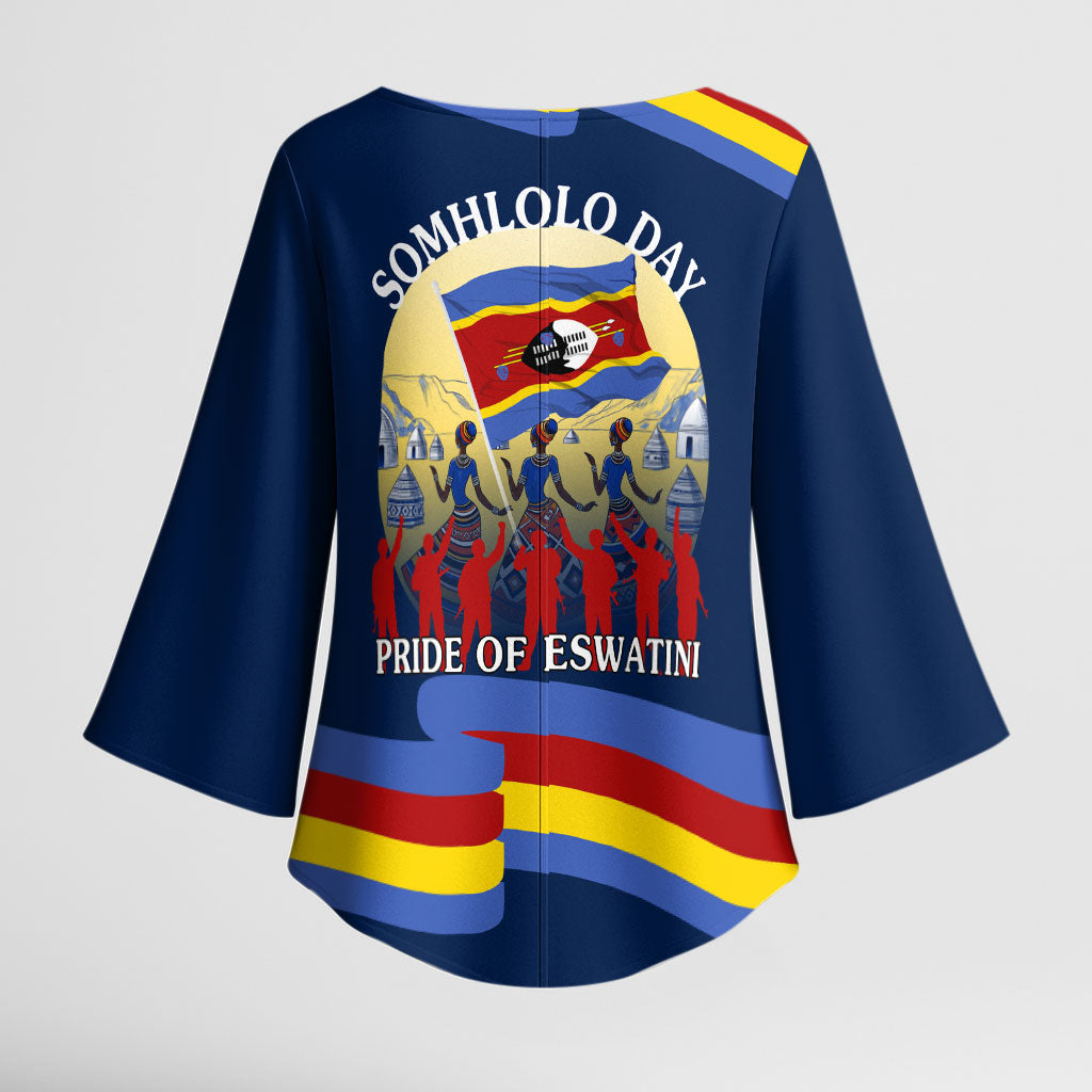 Eswatini Somhlolo Day Kimono Sleeve Blouse Swazi Flag Tribal Shield Heritage Graphic