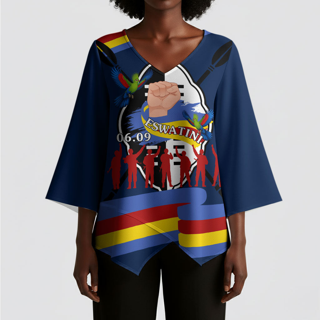 Eswatini Somhlolo Day Kimono Sleeve Blouse Swazi Flag Tribal Shield Heritage Graphic