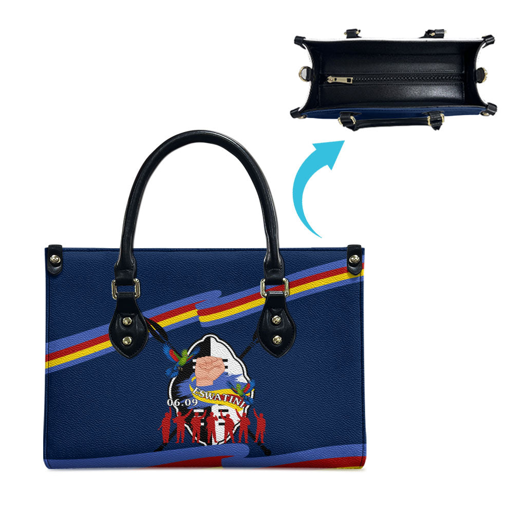 Eswatini Somhlolo Day Leather Bag Swazi Flag Tribal Shield Heritage Graphic