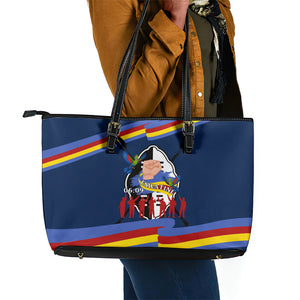 Eswatini Somhlolo Day Leather Tote Bag Swazi Flag Tribal Shield Heritage Graphic