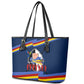 Eswatini Somhlolo Day Leather Tote Bag Swazi Flag Tribal Shield Heritage Graphic