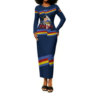 Eswatini Somhlolo Day Long Sleeve Bodycon Dress Swazi Flag Tribal Shield Heritage Graphic
