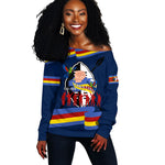 Eswatini Somhlolo Day Off Shoulder Sweater Swazi Flag Tribal Shield Heritage Graphic