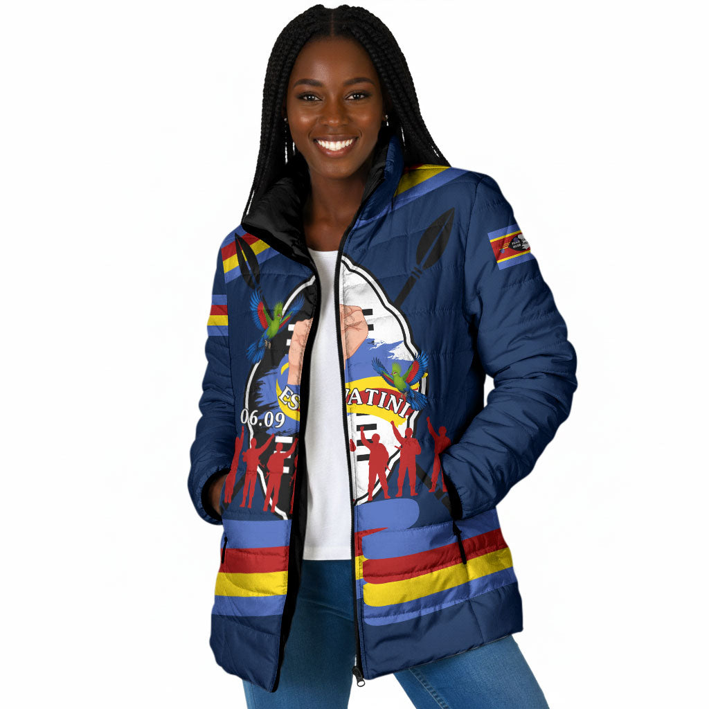 Eswatini Somhlolo Day Padded Jacket Swazi Flag Tribal Shield Heritage Graphic