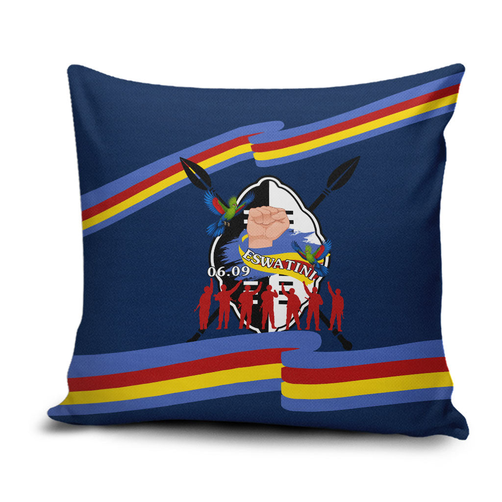 Eswatini Somhlolo Day Pillow Cover Swazi Flag Tribal Shield Heritage Graphic
