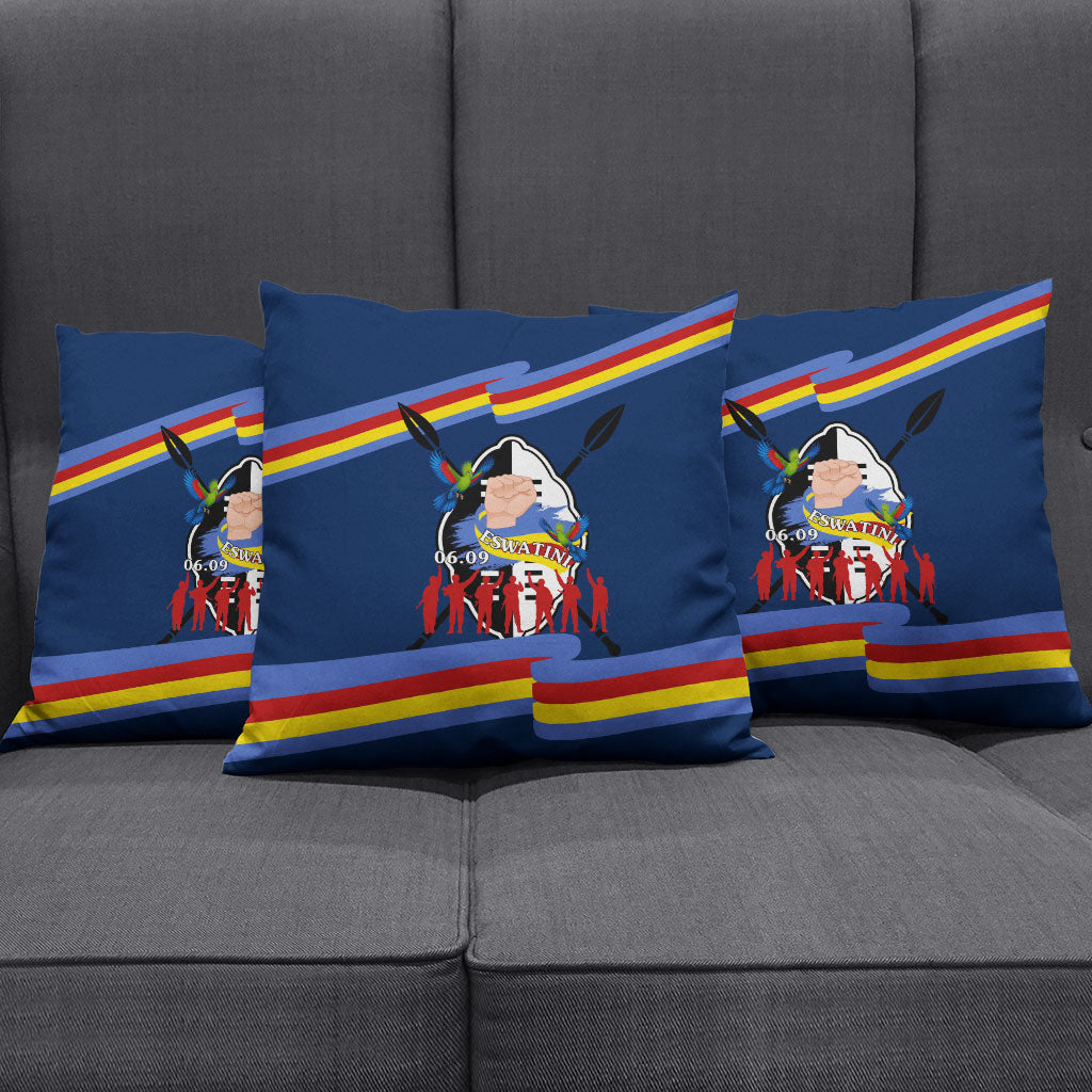 Eswatini Somhlolo Day Pillow Cover Swazi Flag Tribal Shield Heritage Graphic