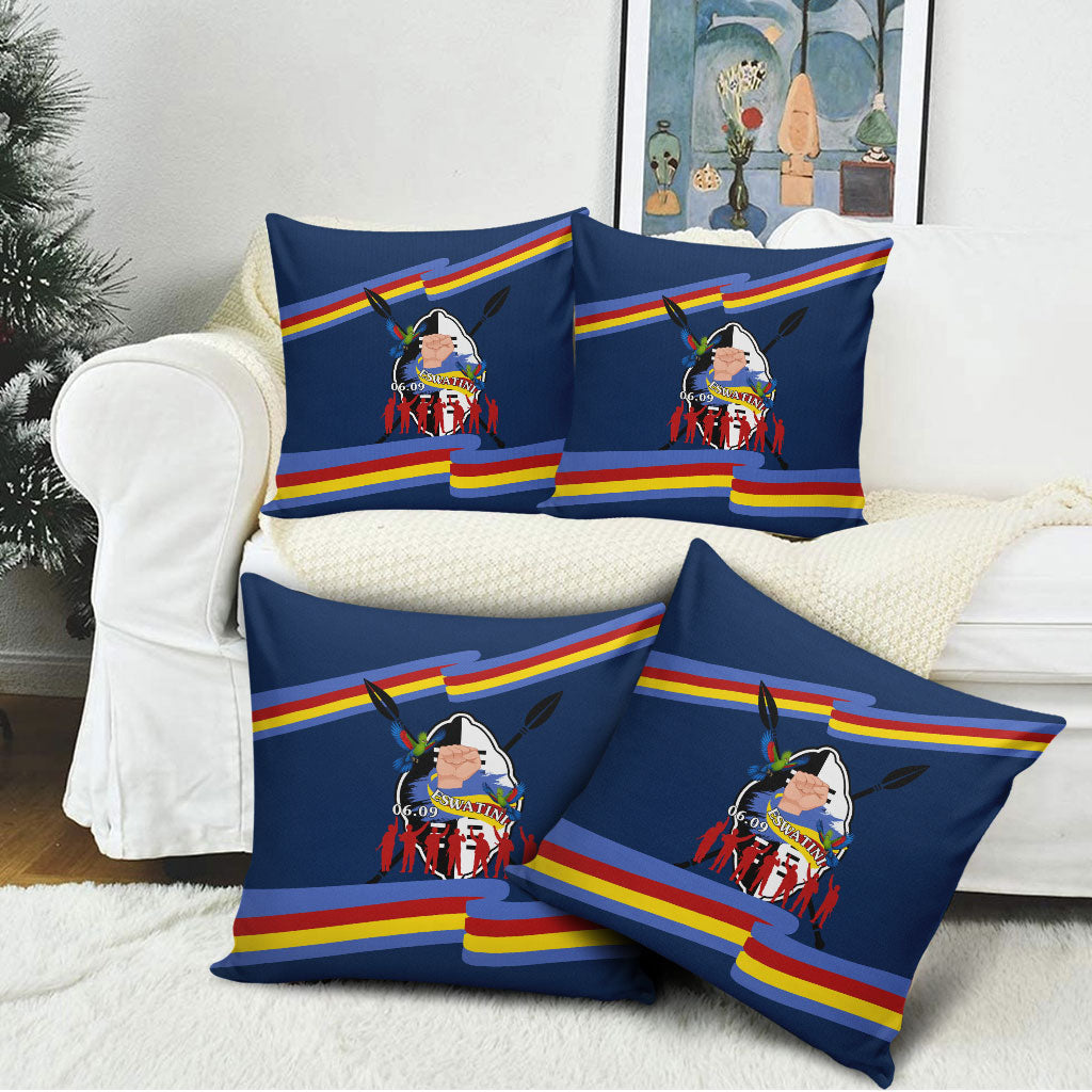 Eswatini Somhlolo Day Pillow Cover Swazi Flag Tribal Shield Heritage Graphic