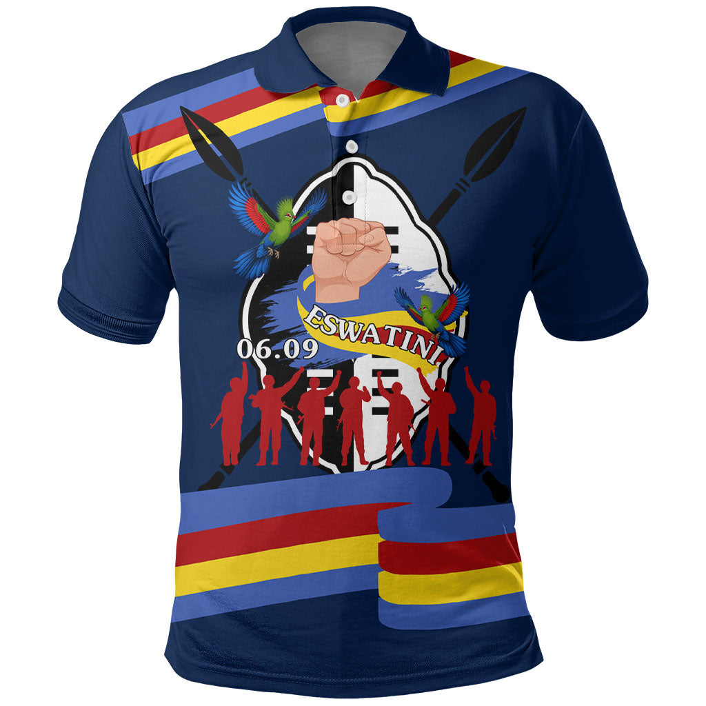 Eswatini Somhlolo Day Polo Shirt Swazi Flag Tribal Shield Heritage Graphic