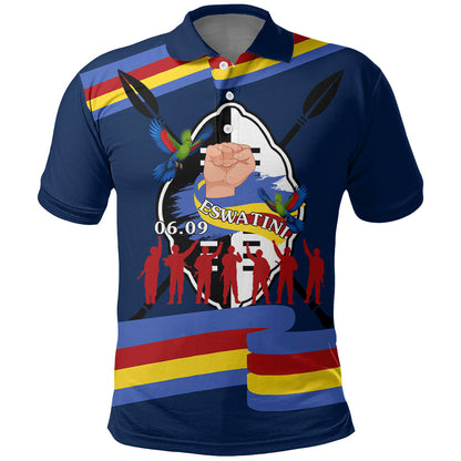 Eswatini Somhlolo Day Polo Shirt Swazi Flag Tribal Shield Heritage Graphic
