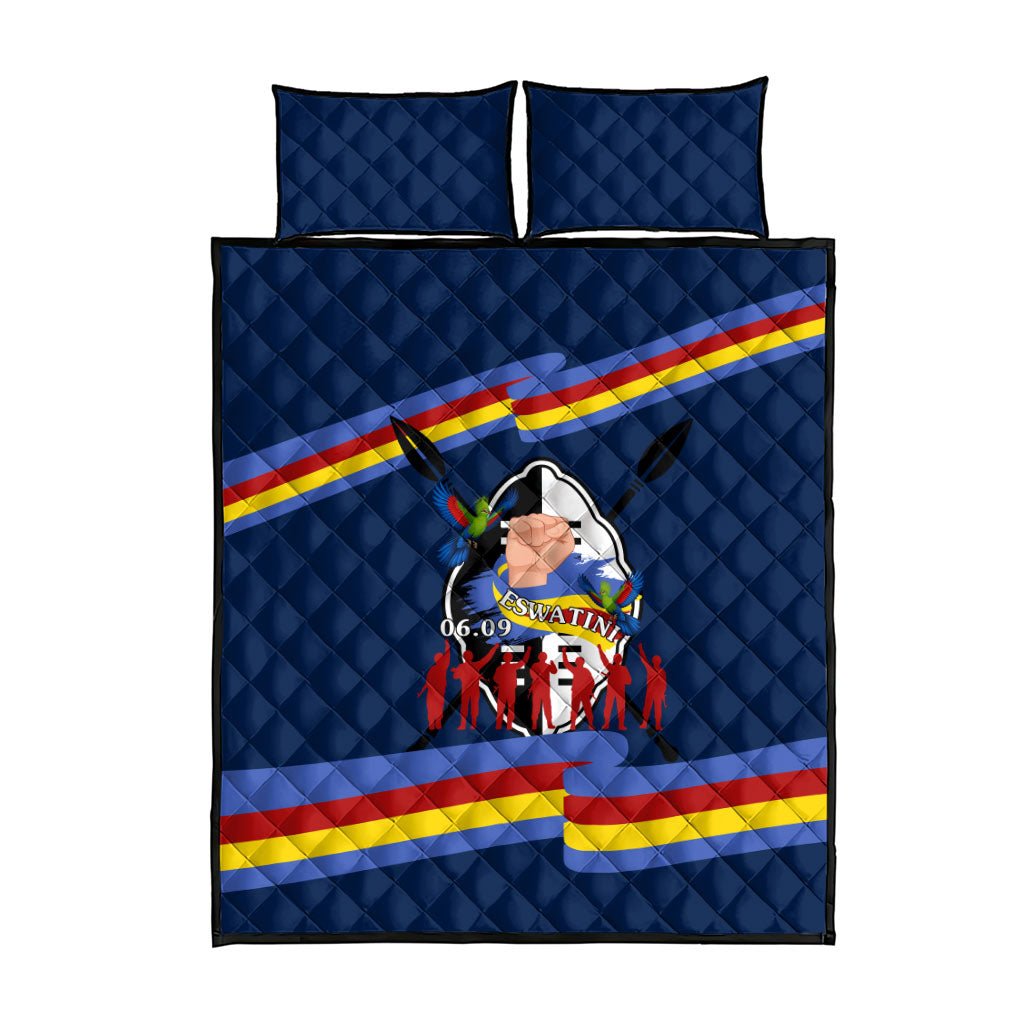 Eswatini Somhlolo Day Quilt Bed Set Swazi Flag Tribal Shield Heritage Graphic