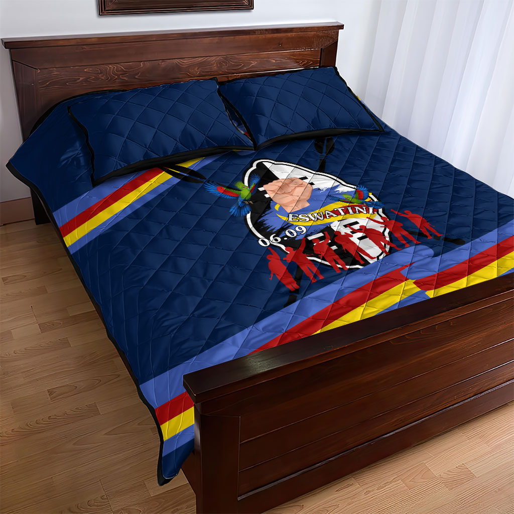 Eswatini Somhlolo Day Quilt Bed Set Swazi Flag Tribal Shield Heritage Graphic