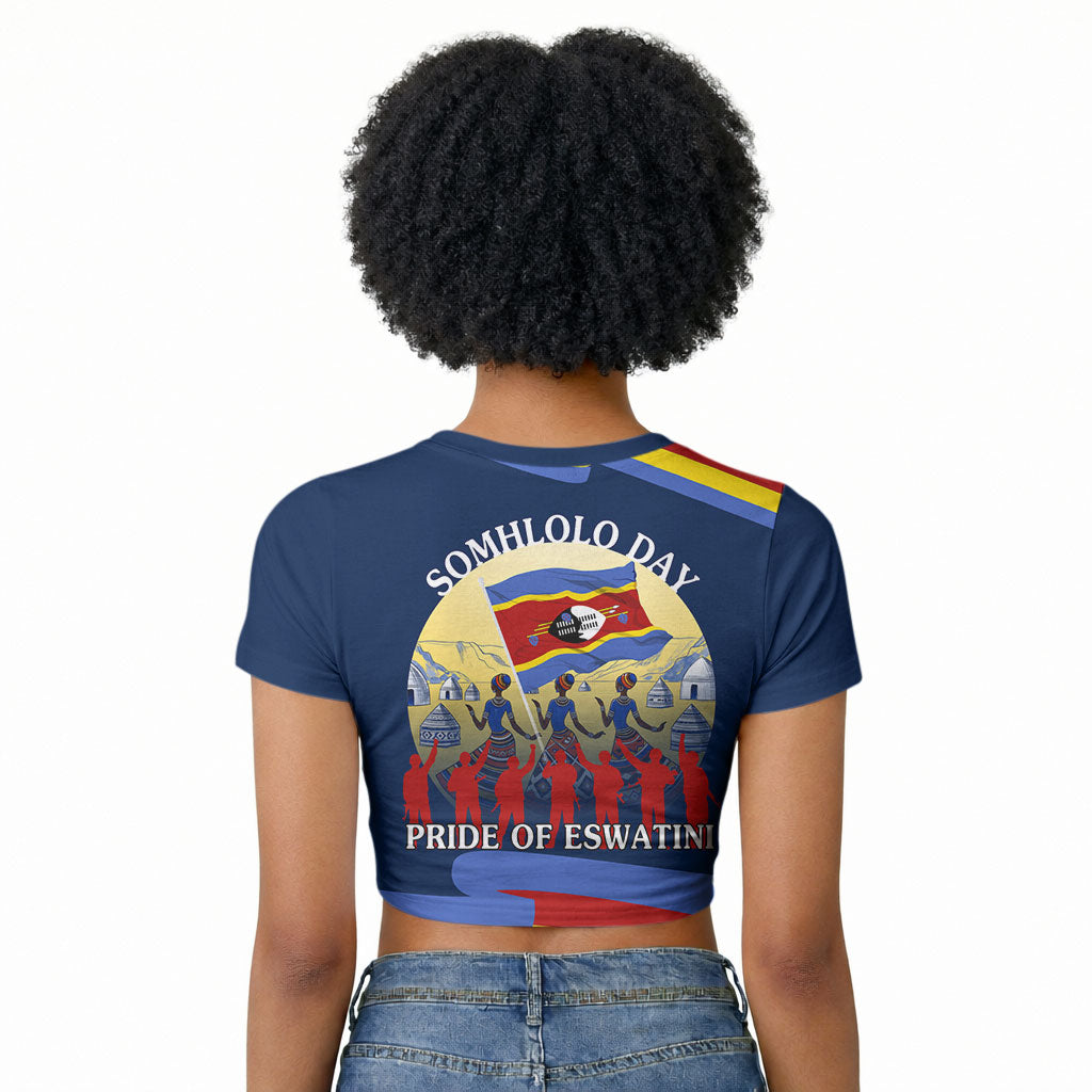 Eswatini Somhlolo Day Raglan Cropped T shirt Swazi Flag Tribal Shield Heritage Graphic