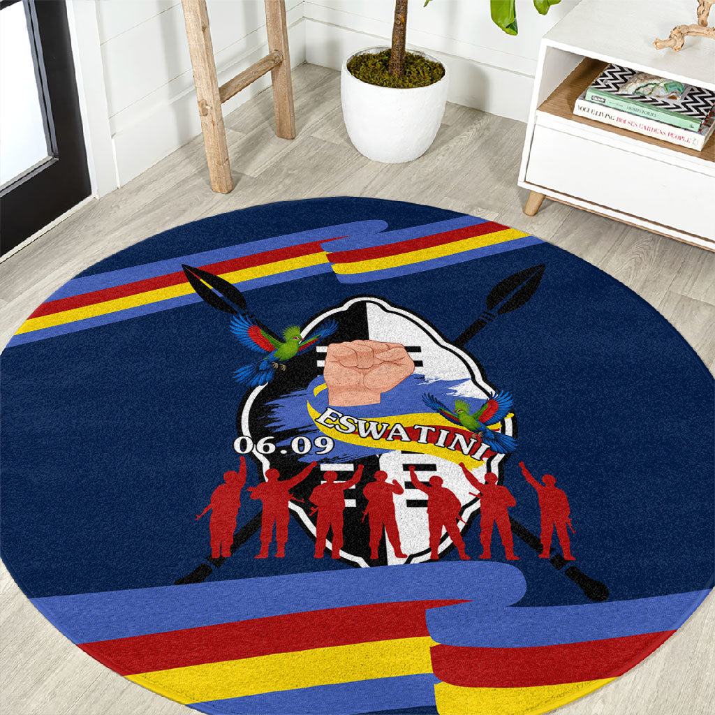 Eswatini Somhlolo Day Round Carpet Swazi Flag Tribal Shield Heritage Graphic