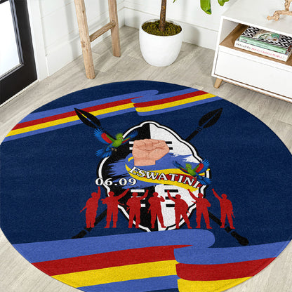 Eswatini Somhlolo Day Round Carpet Swazi Flag Tribal Shield Heritage Graphic