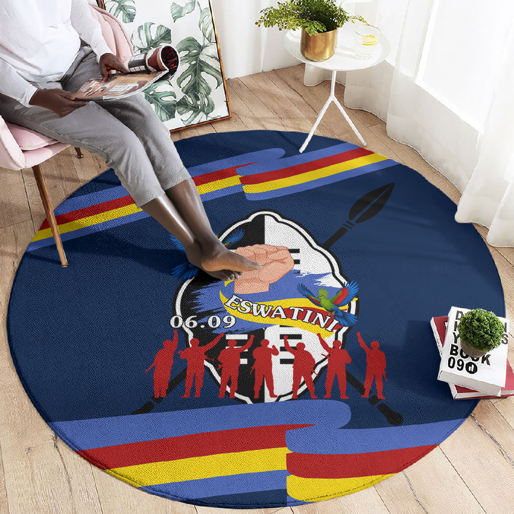 Eswatini Somhlolo Day Round Carpet Swazi Flag Tribal Shield Heritage Graphic