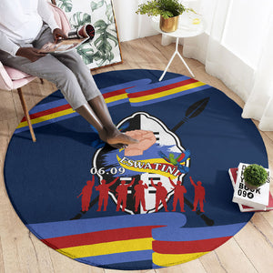 Eswatini Somhlolo Day Round Carpet Swazi Flag Tribal Shield Heritage Graphic