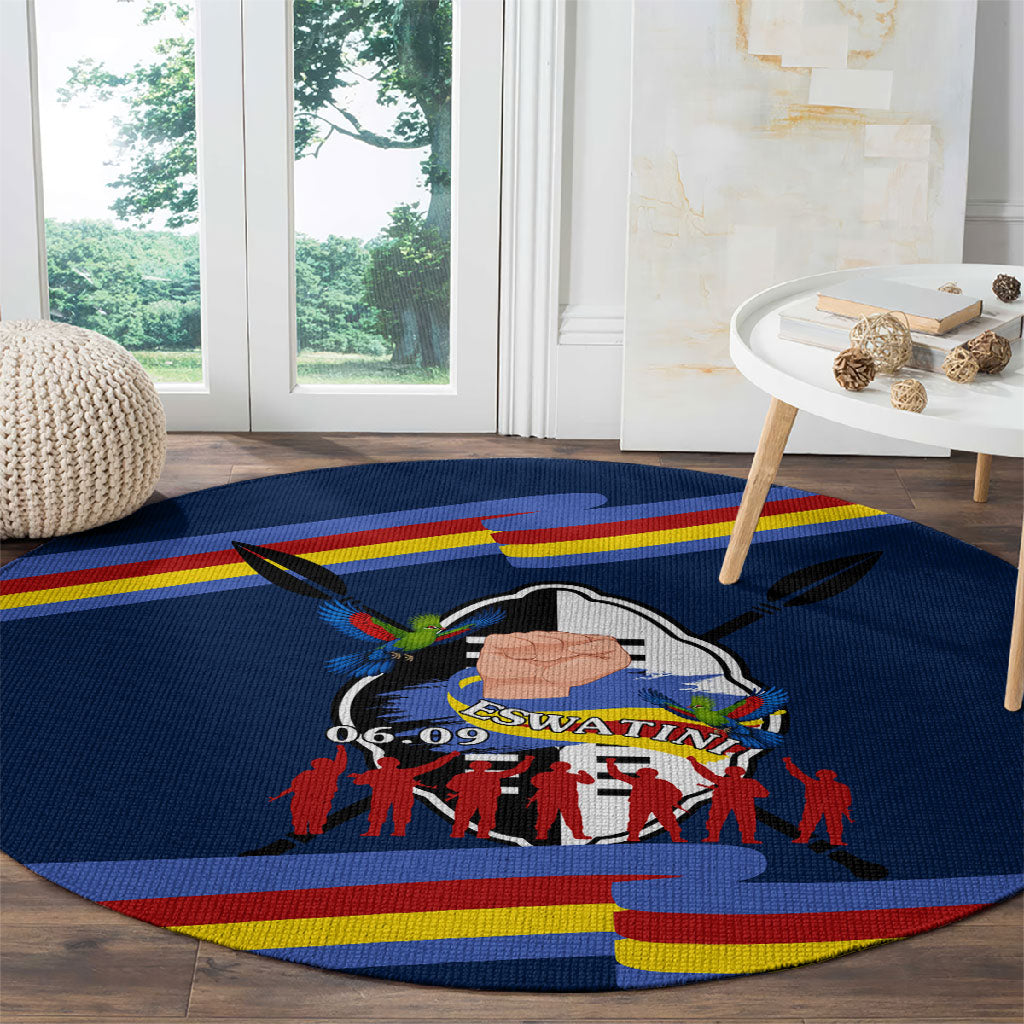 Eswatini Somhlolo Day Round Carpet Swazi Flag Tribal Shield Heritage Graphic