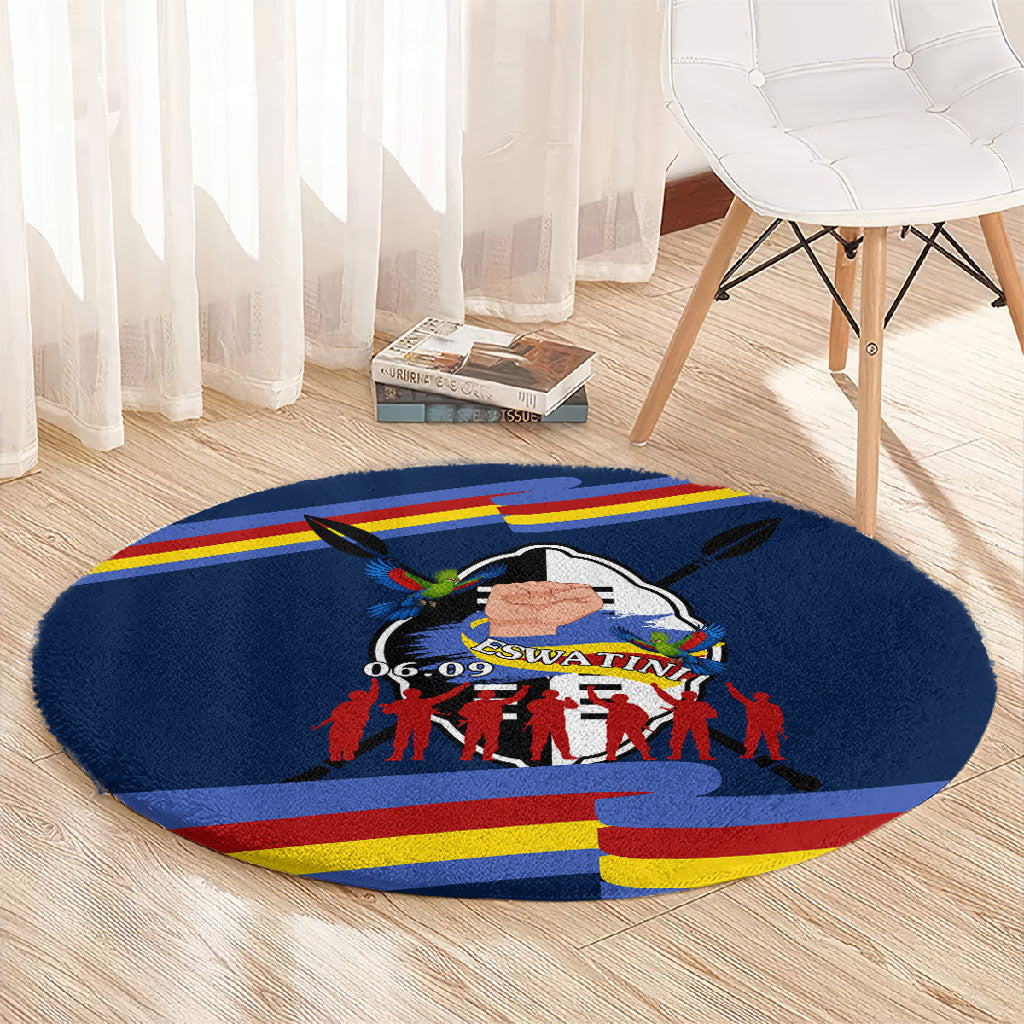 Eswatini Somhlolo Day Round Carpet Swazi Flag Tribal Shield Heritage Graphic