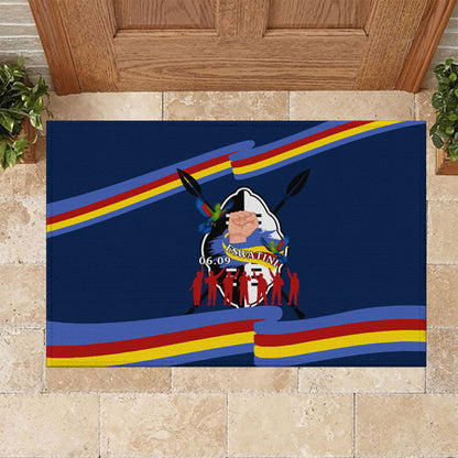Eswatini Somhlolo Day Rubber Doormat Swazi Flag Tribal Shield Heritage Graphic
