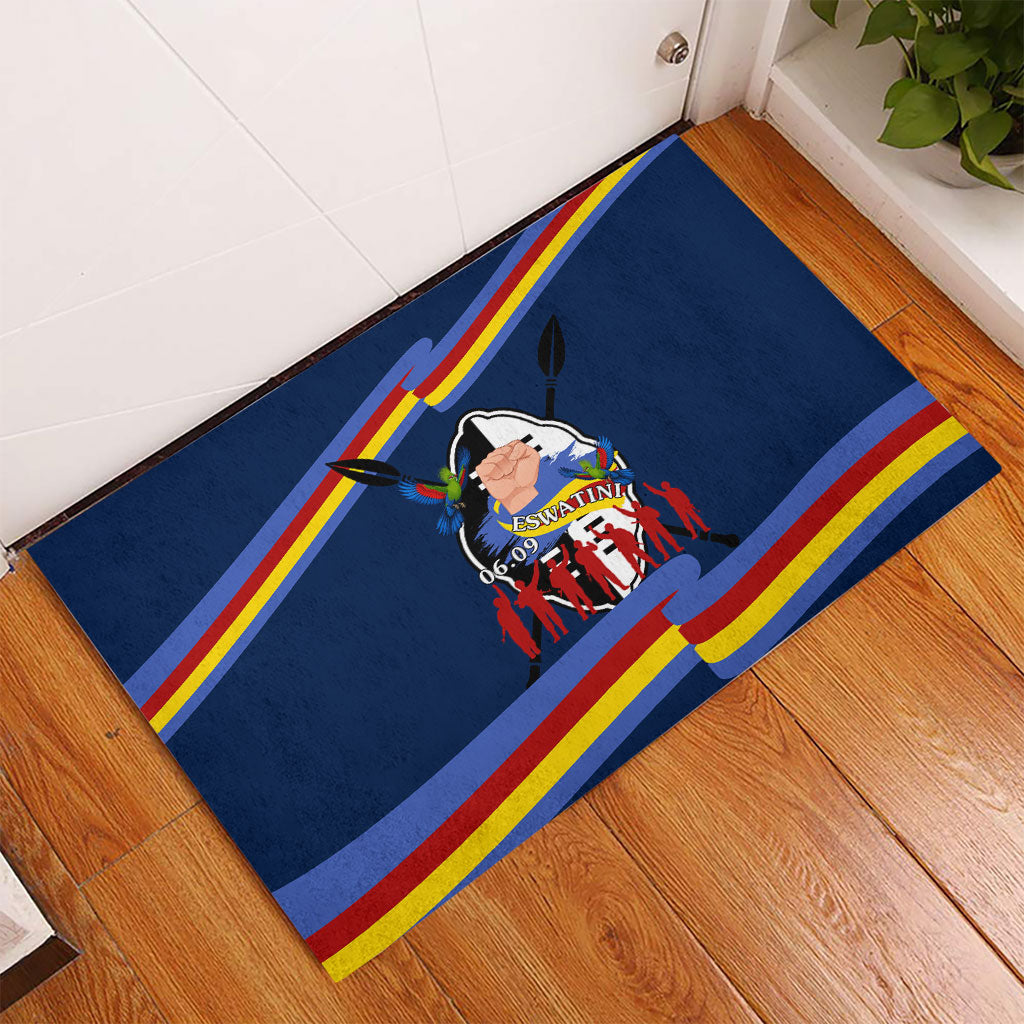 Eswatini Somhlolo Day Rubber Doormat Swazi Flag Tribal Shield Heritage Graphic