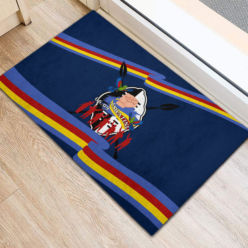 Eswatini Somhlolo Day Rubber Doormat Swazi Flag Tribal Shield Heritage Graphic