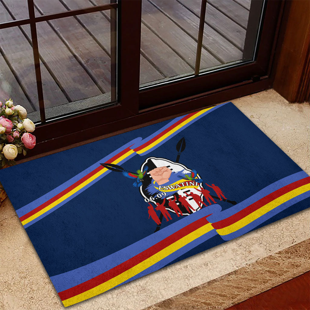 Eswatini Somhlolo Day Rubber Doormat Swazi Flag Tribal Shield Heritage Graphic