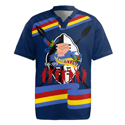 Eswatini Somhlolo Day Rugby Jersey Swazi Flag Tribal Shield Heritage Graphic
