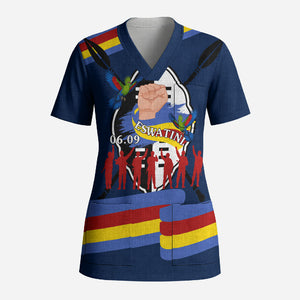 Eswatini Somhlolo Day Scrub Top Swazi Flag Tribal Shield Heritage Graphic