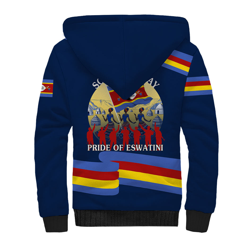Eswatini Somhlolo Day Sherpa Hoodie Swazi Flag Tribal Shield Heritage Graphic