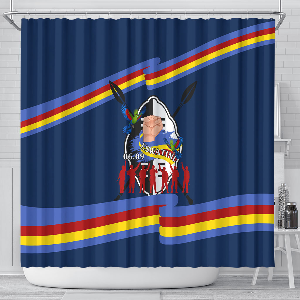 Eswatini Somhlolo Day Shower Curtain Swazi Flag Tribal Shield Heritage Graphic
