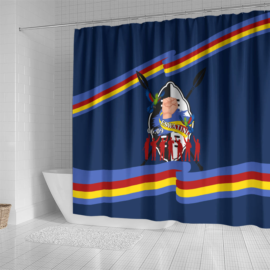 Eswatini Somhlolo Day Shower Curtain Swazi Flag Tribal Shield Heritage Graphic