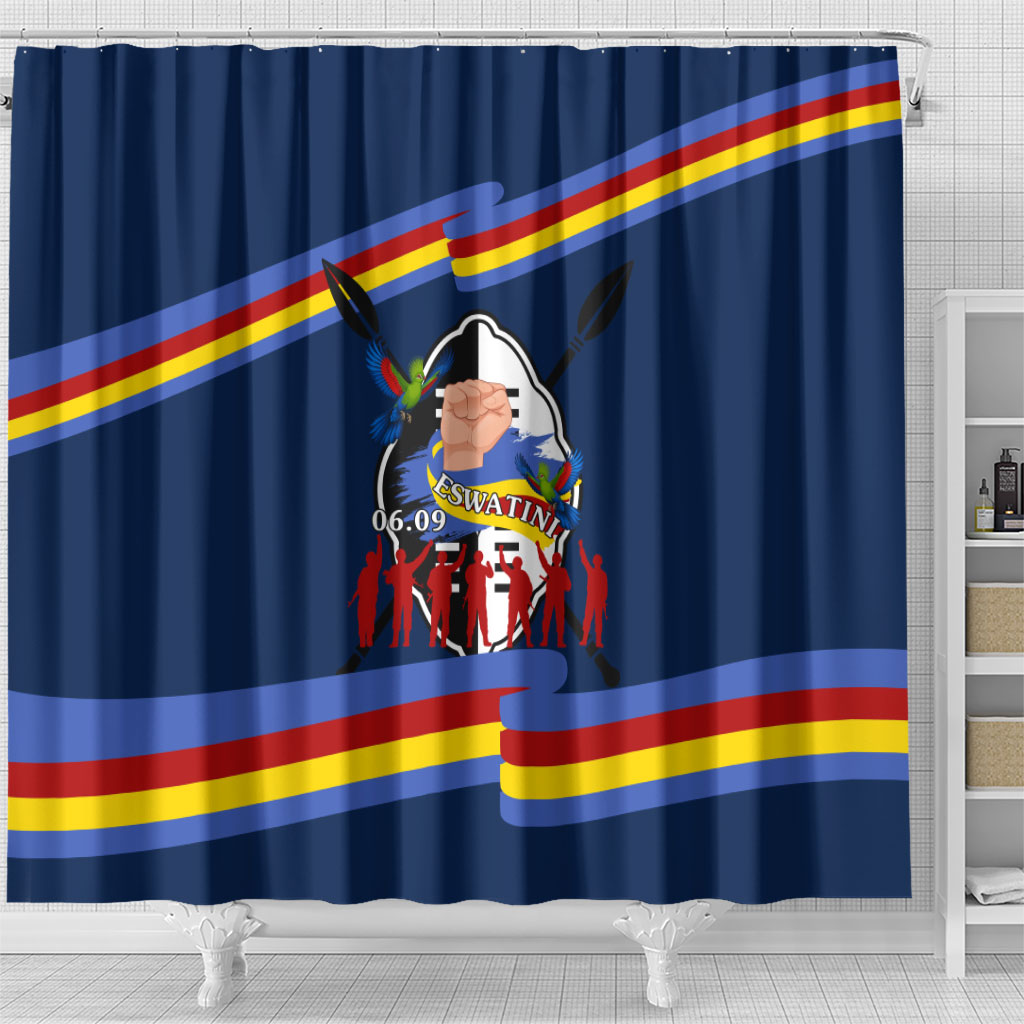 Eswatini Somhlolo Day Shower Curtain Swazi Flag Tribal Shield Heritage Graphic