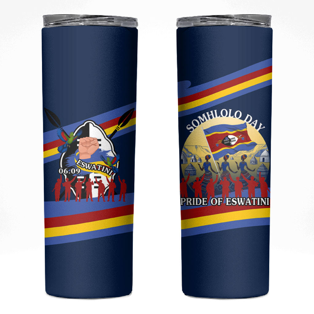 Eswatini Somhlolo Day Skinny Tumbler Swazi Flag Tribal Shield Heritage Graphic