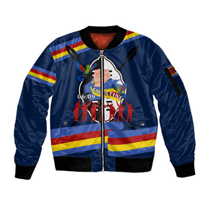 Eswatini Somhlolo Day Sleeve Zip Bomber Jacket Swazi Flag Tribal Shield Heritage Graphic